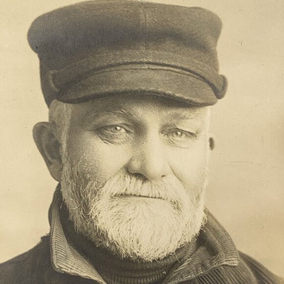 Fisherman Real Photo 11 x 14 Bearded Man Longshoreman Sailor Dock Worker Captain - Picture 2 of 7